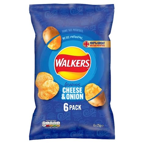 Walkers Cheese and Onion Crisps 6 Pack